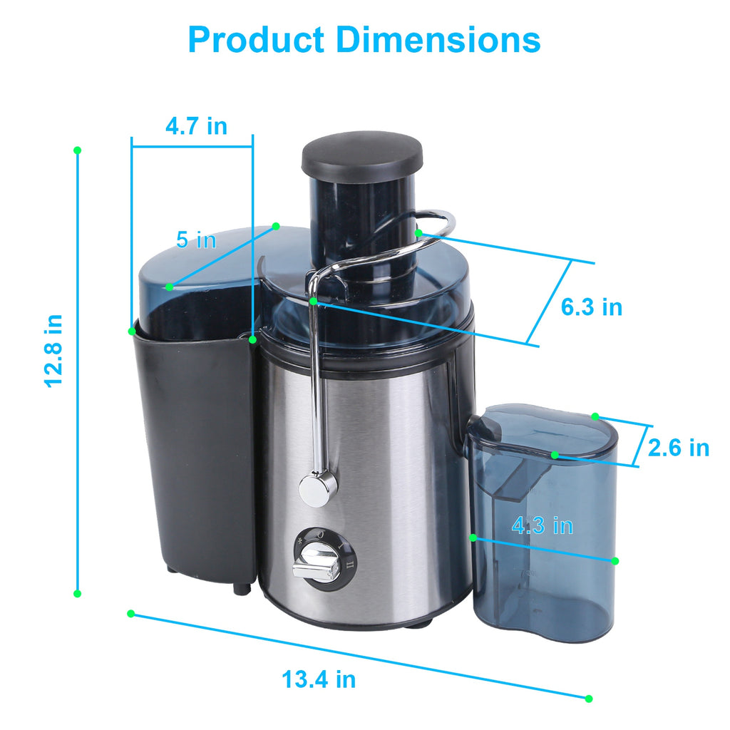 1Pc Centrifugal Juicer Juice Extractor With 2 Speeds 2.6in Wide Feed Chute 17Oz Juicer Cup 54Oz Pulp Collector Electric Juicer For Fruits Vegetables